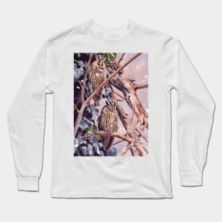 Long-eared Owl watercolour Long Sleeve T-Shirt